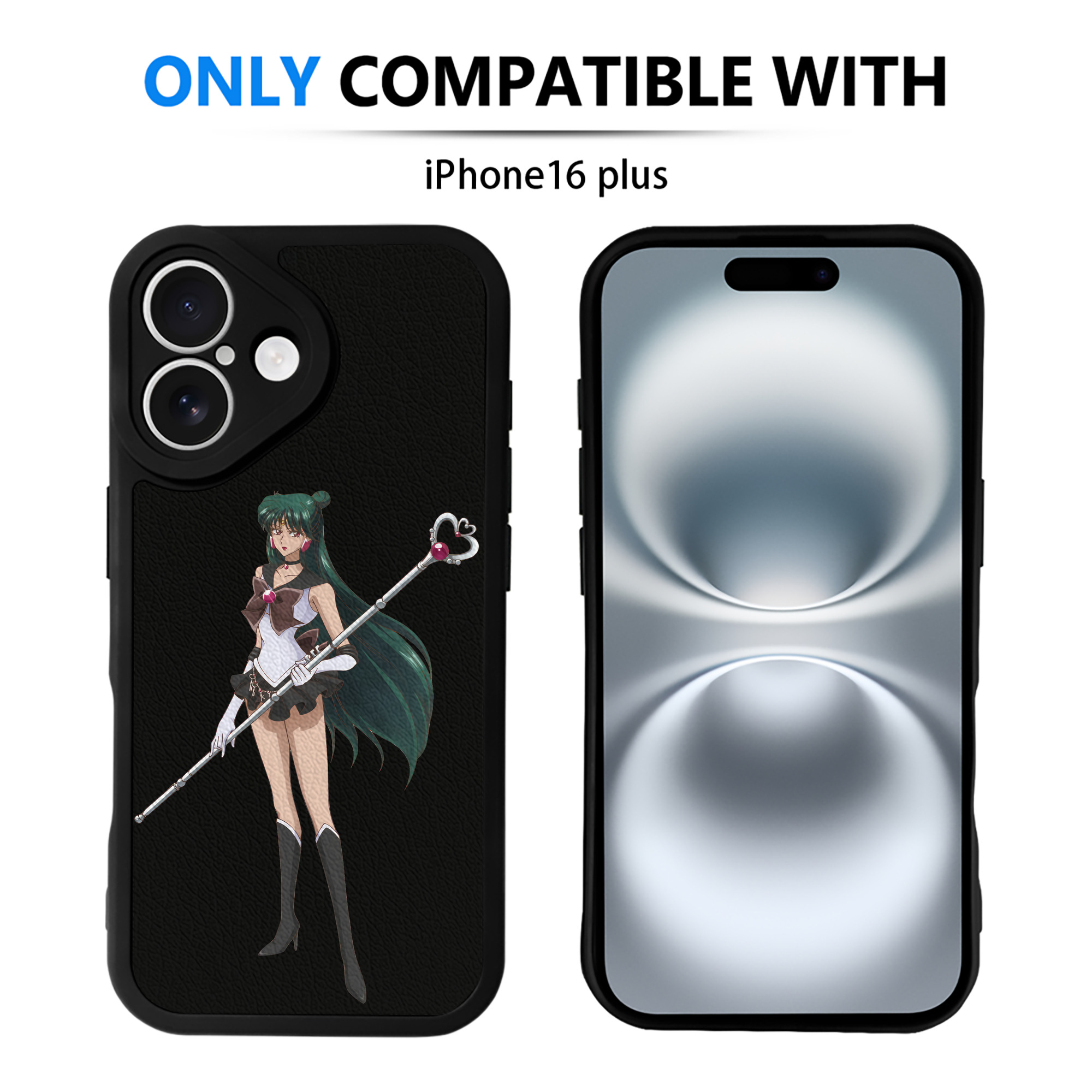 （画像用） 美少女戦士セーラームーン 冥王せつな Sailor Moon Meiou Setsuna 【iPhone 16シリーズ対応】シリコンスマホケース（レザー調） 材質：シリコン